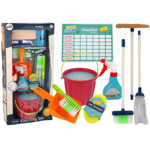 Zestaw do Sprzątania Cleaning Set 11 Elementów AGD Mop Miotła Wiadro